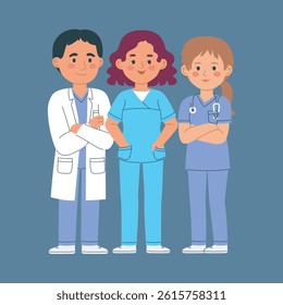 nurse and doctor in isolated background