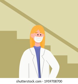 Nurse doctor in medical uniform and mask. Day of the paramedic. Vector illustration. 