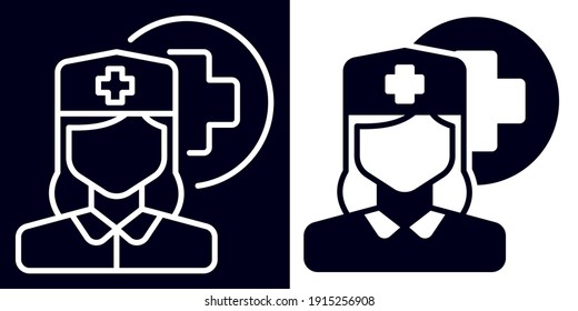 Nurse or doctor outline and solid icon Premium Illustration Vector