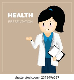 nurse doctor presentation cartoon cute draw vector illustration design 