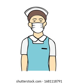 Nurse in drawing style vector, Covid-19 crisis