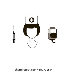 Nurse, dropper and syringe