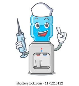 Nurse electric water cooler against the cartoon