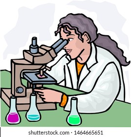 Nurse Examining Microscope Stock Vector (Royalty Free) 1464665651 ...