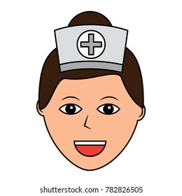nurse face with cap cross uniform medical