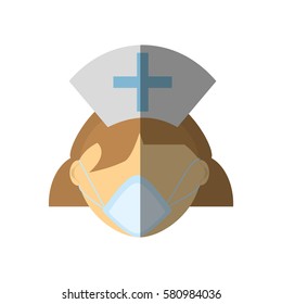 nurse female mask medical cap cross vector illustration eps 10