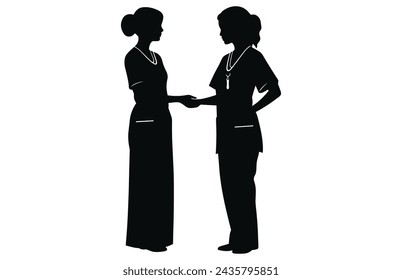 Nurse female silhouettes, nurses hospital workers silhouettes
