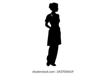 Nurse female silhouettes,  Nurse silhouette vector, Nurse silhouette set
