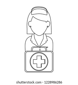 Nurse with first aids suitcase
