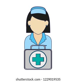 Nurse with first aids suitcase