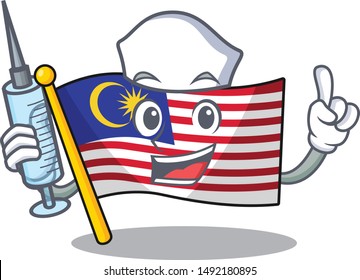 Nurse flag malaysia cartoon isolated with character