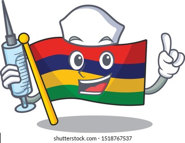 Nurse flag mauritius hoisted above cartoon pole