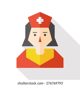 Nurse flat icon with long shadow