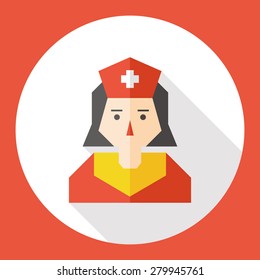 Nurse flat icon with long shadow