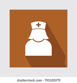 Nurse Flat Icon With Long Shadow.