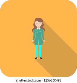 Nurse Flat multi color long shadow icon