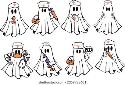 Nurse Ghost vector ,  Nurse Ghost Halloween Clipart Se