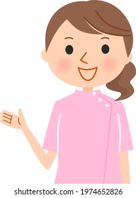Nurse giving guidance , Flat vector cartoon illustration.