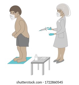 Nurse is going to give the patient an injection. Can be used on International Nurses Day.