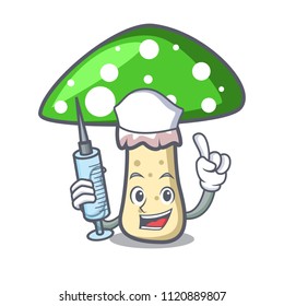 Nurse green amanita mushroom character cartoon