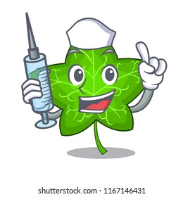 Nurse green ivy leaf on character cartoon