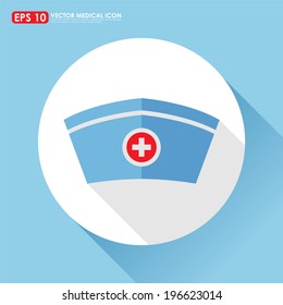 Nurse hat in blue color - medical vector icon