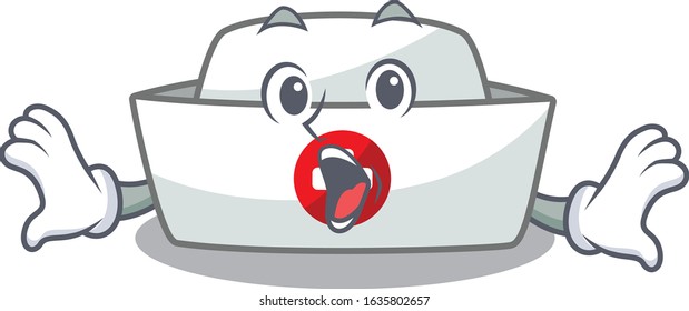 Nurse hat cartoon character design on a surprised gesture