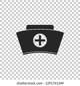 Nurse hat with cross icon isolated on transparent background. Medical nurse cap sign. Flat design. Vector Illustration