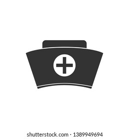 Nurse hat with cross icon isolated. Medical nurse cap sign. Flat design. Vector Illustration