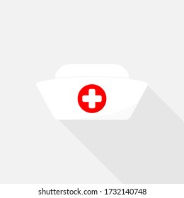 Nurse Hat with cross, Vector design of flat icon on isolated background.