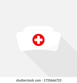 Nurse Hat with cross, Vector design of flat icon on isolated background.