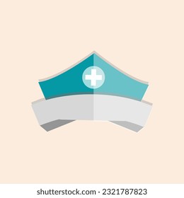 Nurse Hat With Cross-Isolated Illustration Vector Graphic Design. Minimal Flat Icon With Nurse Hat Clip Art. Nurse Hat In Blue Color And Medical Vector. Nurse Hat Icon For Business Website Design.