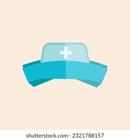 Nurse Hat With Cross-Isolated Illustration Vector Graphic Design. Minimal Flat Icon With Nurse Hat Clip Art. Nurse Hat In Blue Color And Medical Vector. Nurse Hat Icon For Business Website Design.