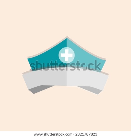 Nurse Hat With Cross-Isolated Illustration Vector Graphic Design. Minimal Flat Icon With Nurse Hat Clip Art. Nurse Hat In Blue Color And Medical Vector. Nurse Hat Icon For Business Website Design.