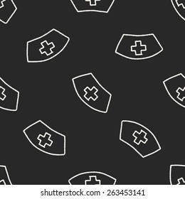 nurse hat doodle drawing seamless pattern background