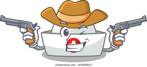 Nurse hat dressed as a Cowboy having guns