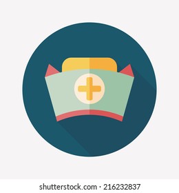NURSE HAT flat icon with long shadow