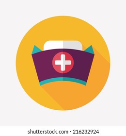 NURSE HAT flat icon with long shadow