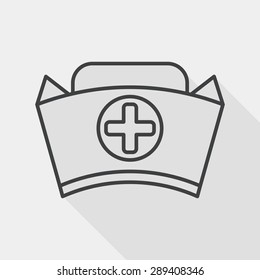 nurse hat flat icon with long shadow, line icon