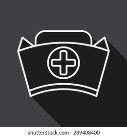 nurse hat flat icon with long shadow, line icon