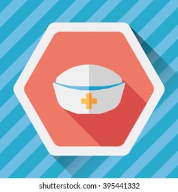nurse hat flat icon with long shadow,eps10