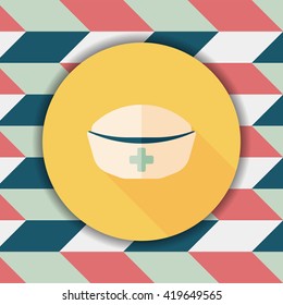 nurse hat flat icon with long shadow,eps10
