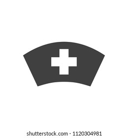 Nurse Hat Glyph Vector Icon. Isolated on the White Background. Editable EPS file. Vector illustration.