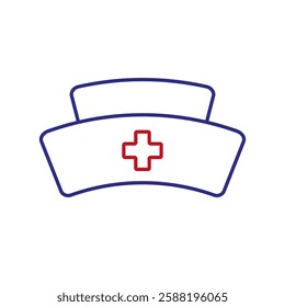 Nurse hat icon with cross. Medical and healthcare symbol for nursing profession, hospital, emergency care, and National Nurses Week