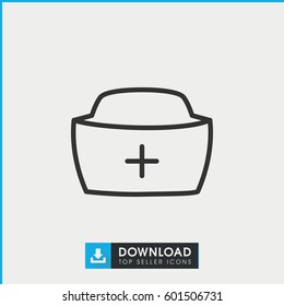 nurse hat icon. simple outline nurse hat vector icon. on white background.