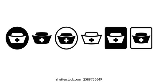 nurse hat icon symbol sign vector design black white color illustration sets isolated