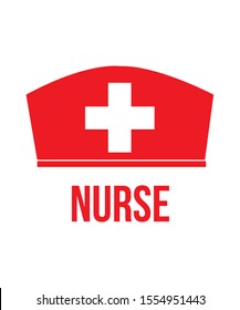 Nurse hat icon - Vector. red flat nurse logo for various uses