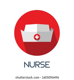 nurse hat long shadow flat style medic icon illustration