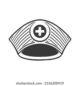 Nurse hat medical care icon black and white.