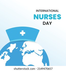 Nurse hat on globe. International nurses day. Flat vector illustration isolated.